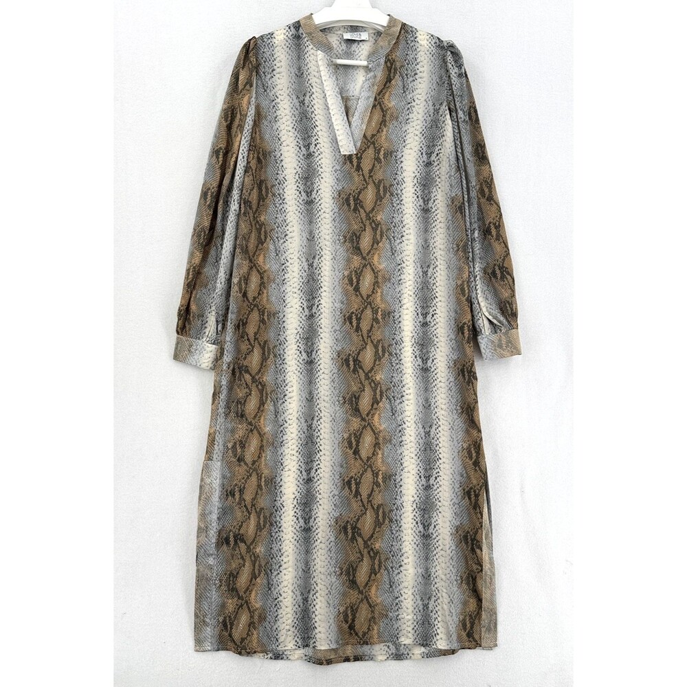 Love & Divine Snake Print Tunic European Dress S Semi Sheer Midi Shift Slit Boho